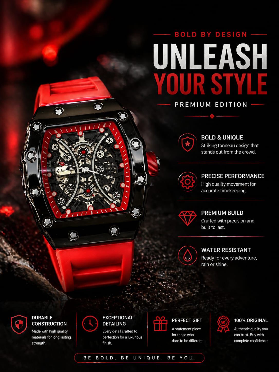 Richard Mille Crimson Phantom Skeleton Timepiece – Bold Performance Edition