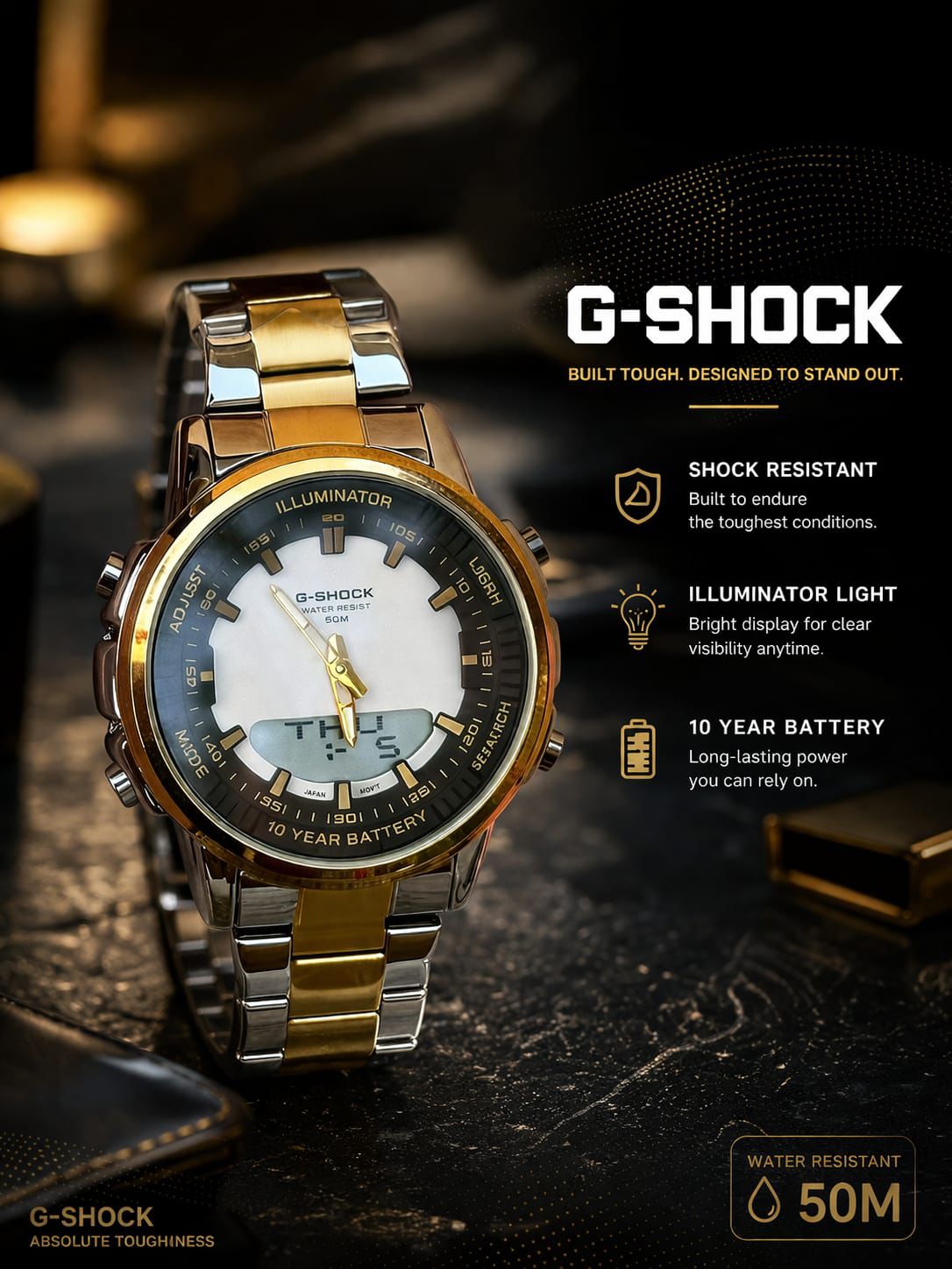 G-Shock Gold Fusion Tough Chrono Watch – Premium Steel Edition