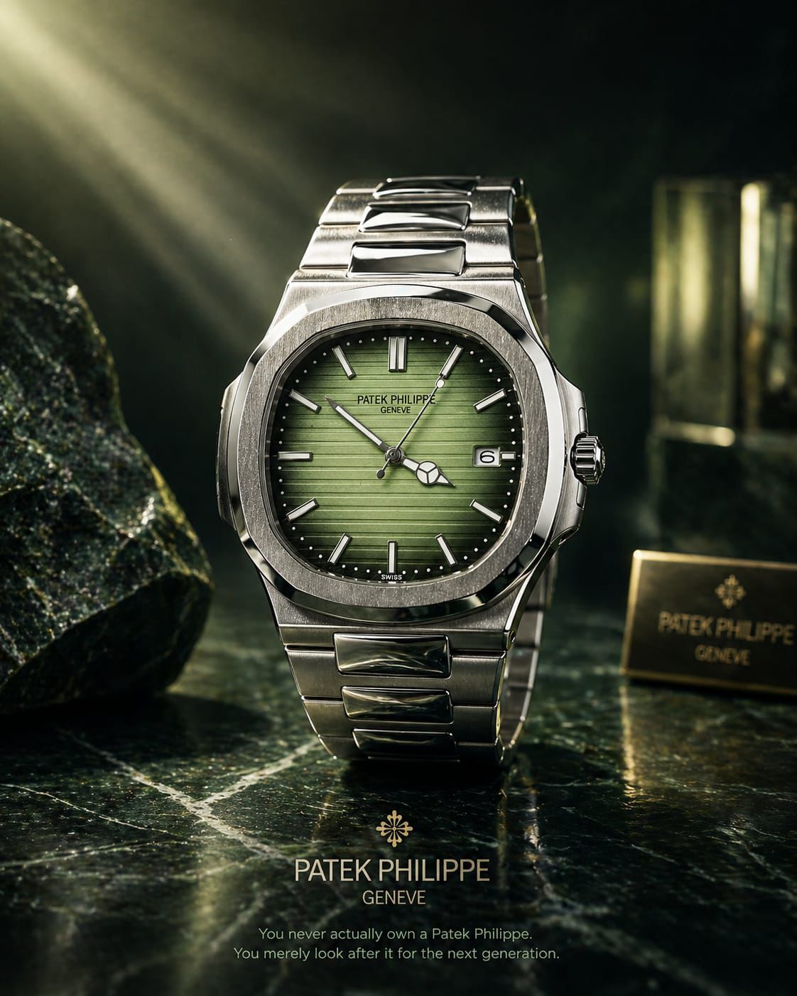 Patek Philippe Nautilus Green Dial Luxury Chain Watch
